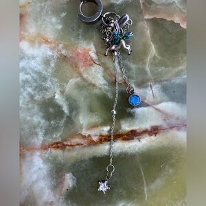 Single Silver Pegasus Dangle Earring